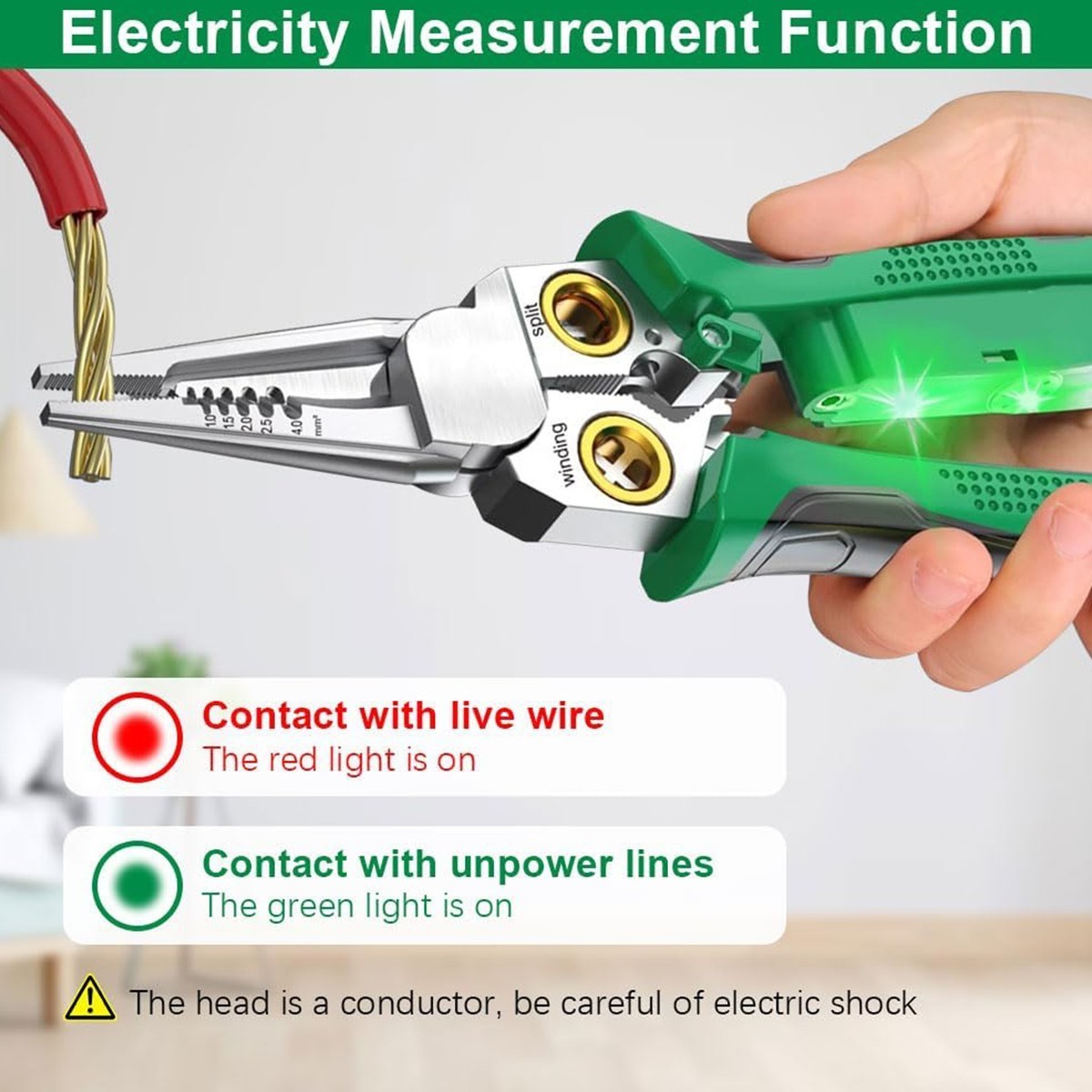 Wire Stripper Twister, Cable Scissors, Voltage Tester Pliers, 8-In-1