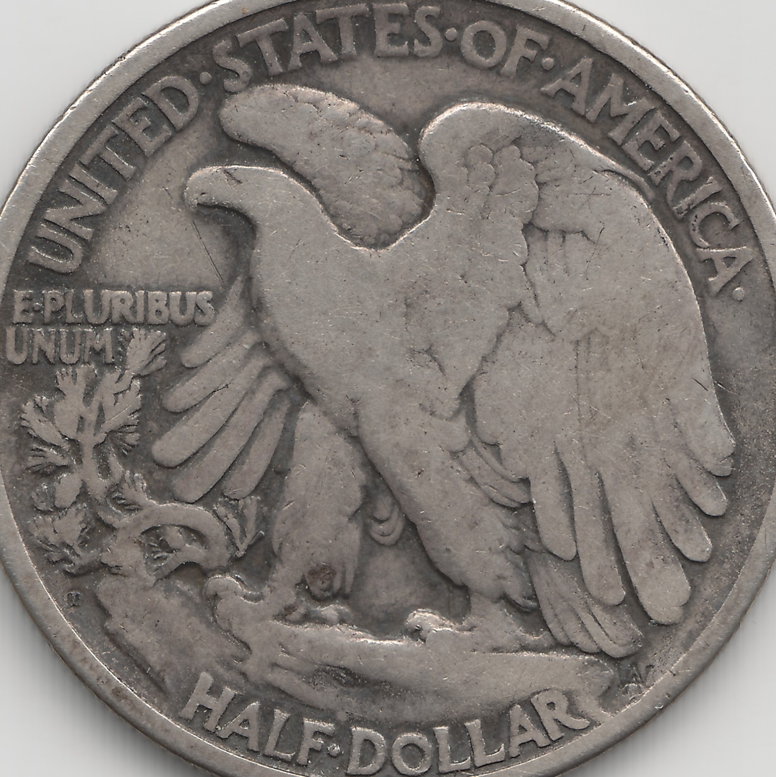 1921 D Walking Liberty Half Dollar, VG+, scratch