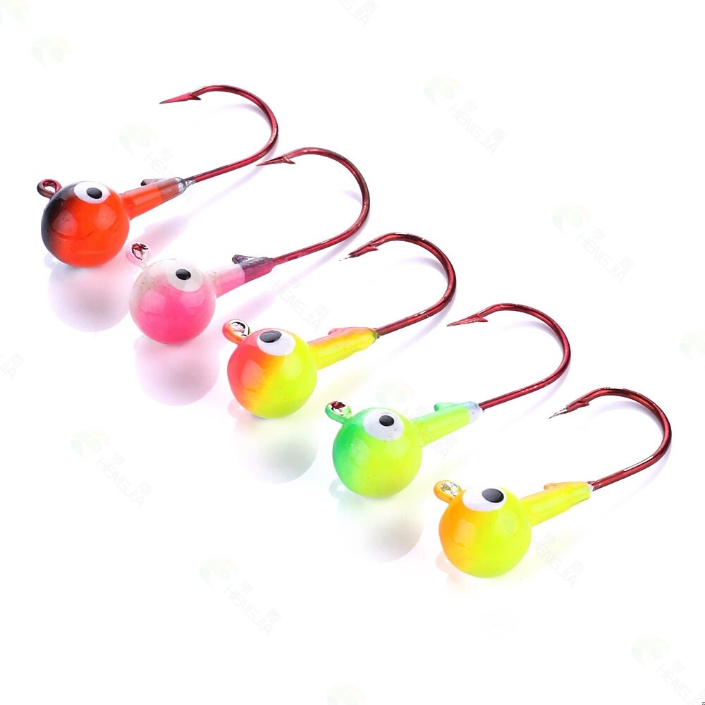 20 pcs 1/4 oz 4cm Lead Jig Heads Fishing Hooks Crappie Lure Bait Tackle 5 Colors