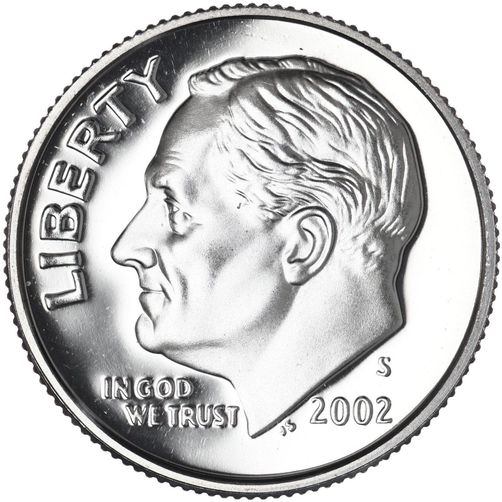 2002 S Roosevelt Dime Gem DCam Proof CN-Clad