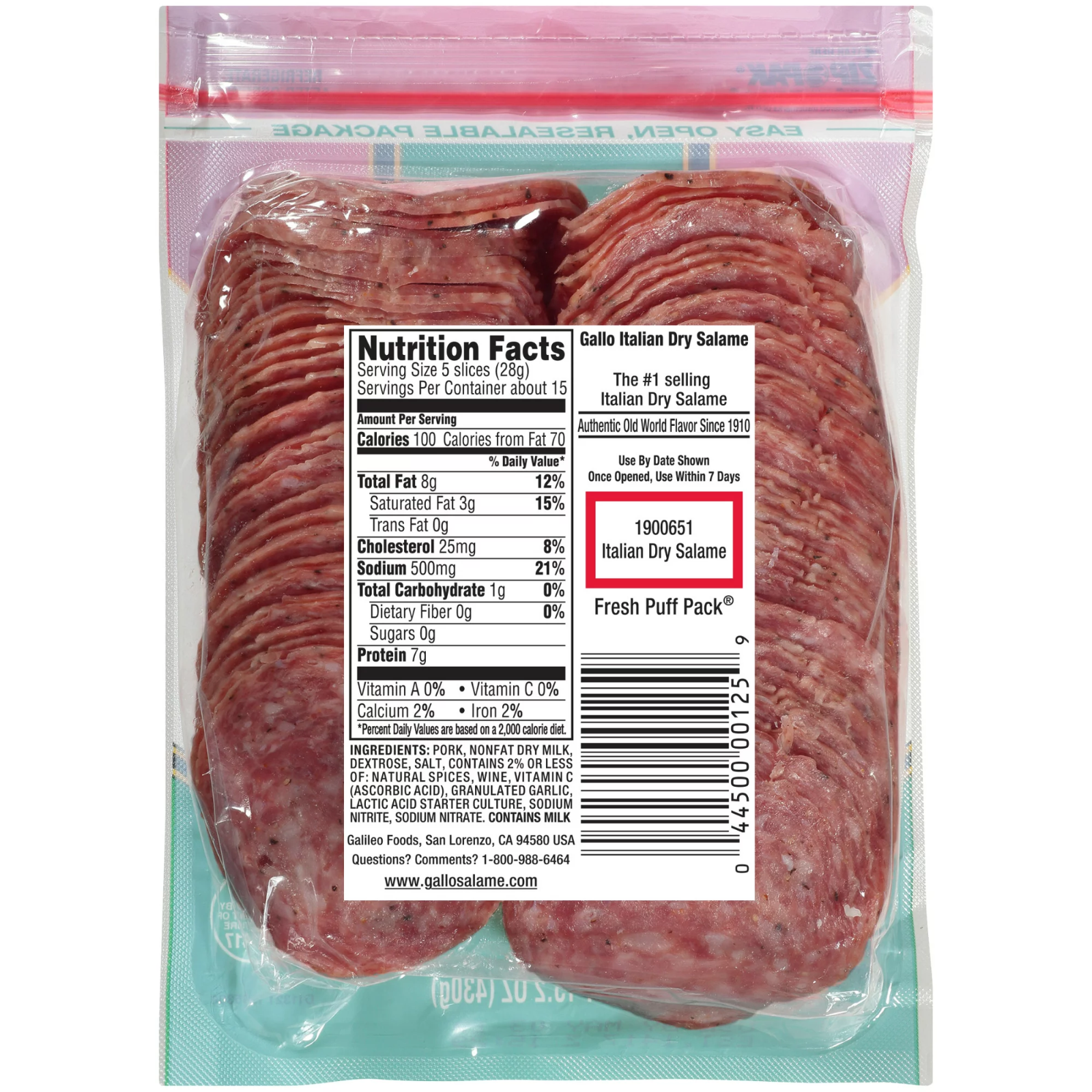 2-PACK Gallo Deli Thin Sliced Salame Italian Dry Salami, 15.2 oz Virtually 2 Lbs
