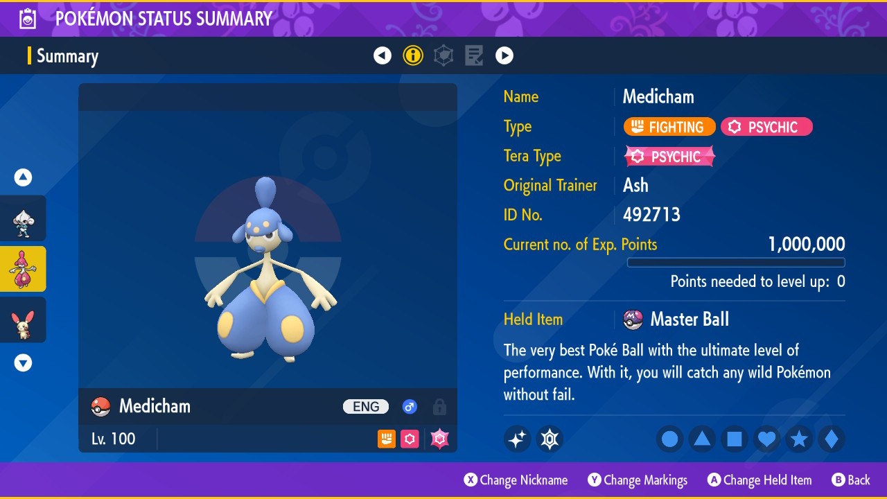 Pokemon Scarlet and Violet PSV - Shiny 6IV Medicham