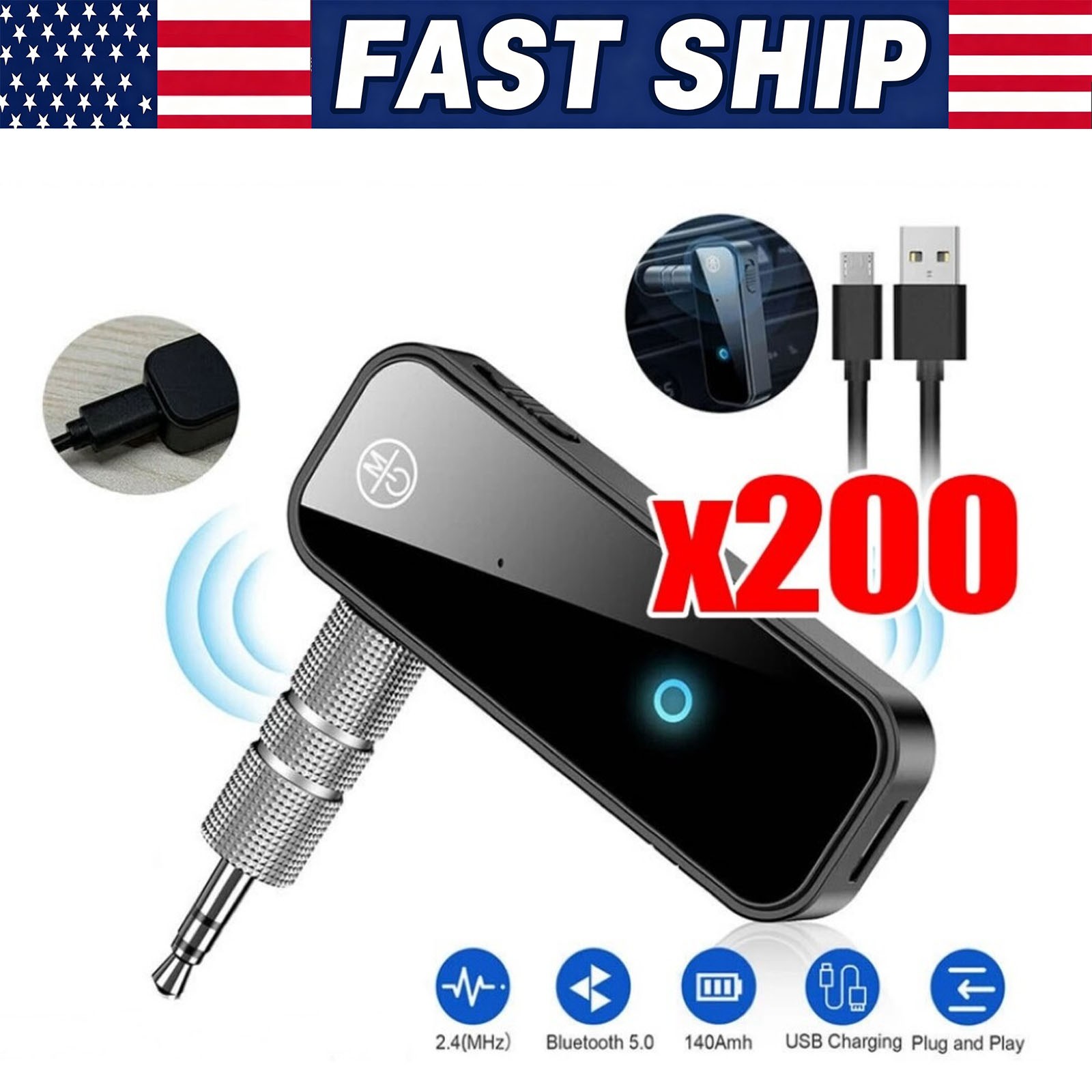 USB Wireless Bluetooth Transmitter Receiver for Car Music Audio Aux Adapter lot