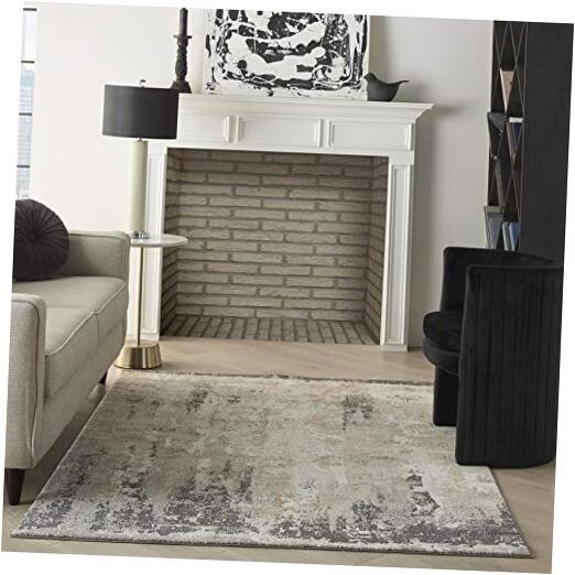Home Ludlow Modern Cream Grey 4' x 6' Area -Rug, Easy -Cleaning, Non