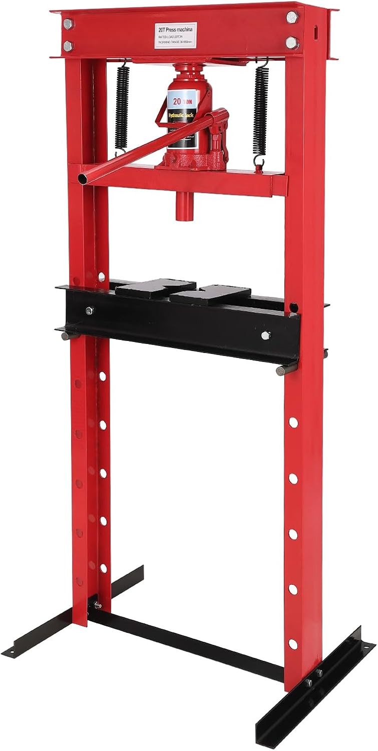 20 Ton Hydraulic Shop Press with Press Plates H-Frame Adjustable Working Table