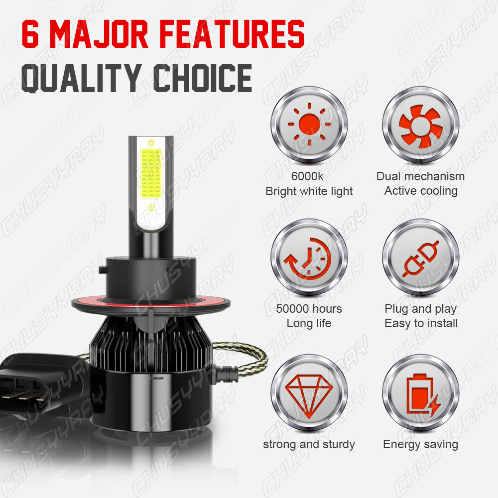 For Chevy HHR 2006-2010 2011-2PC 6000K White LED Headlight High/Low Beam Bulbs