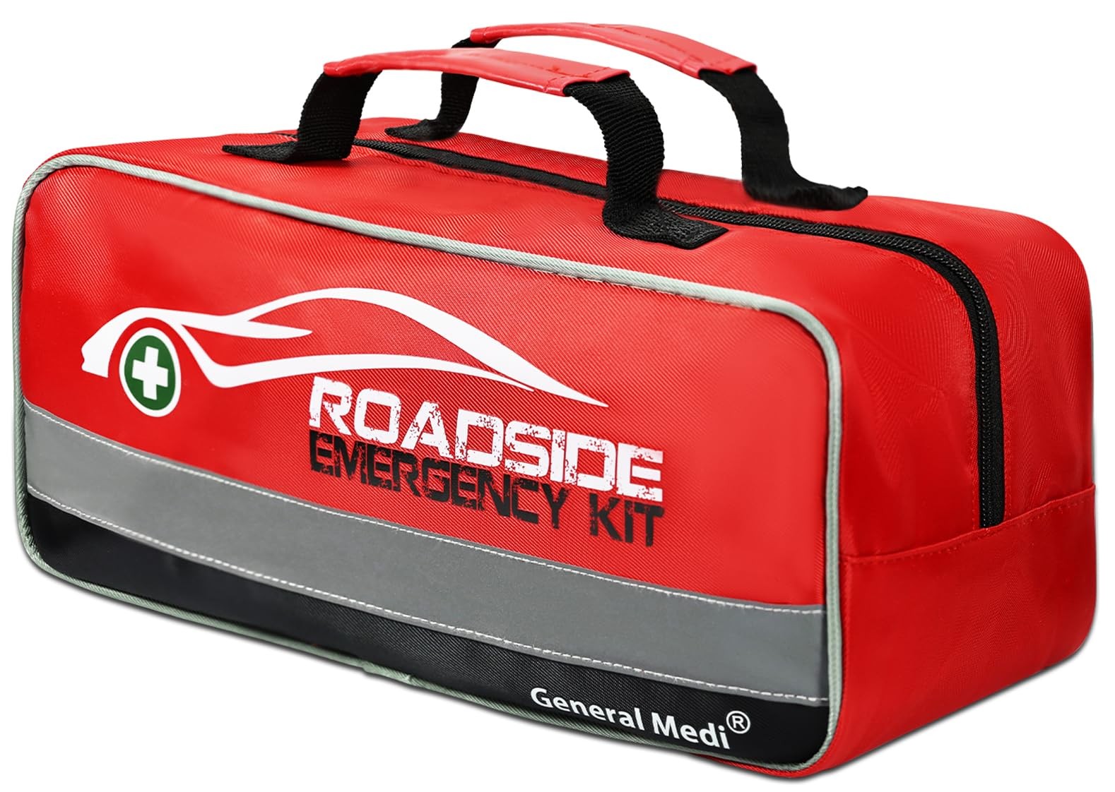 General Medi 127-Pieces Roadside Car Emergency Kit Include 127 Count, Red