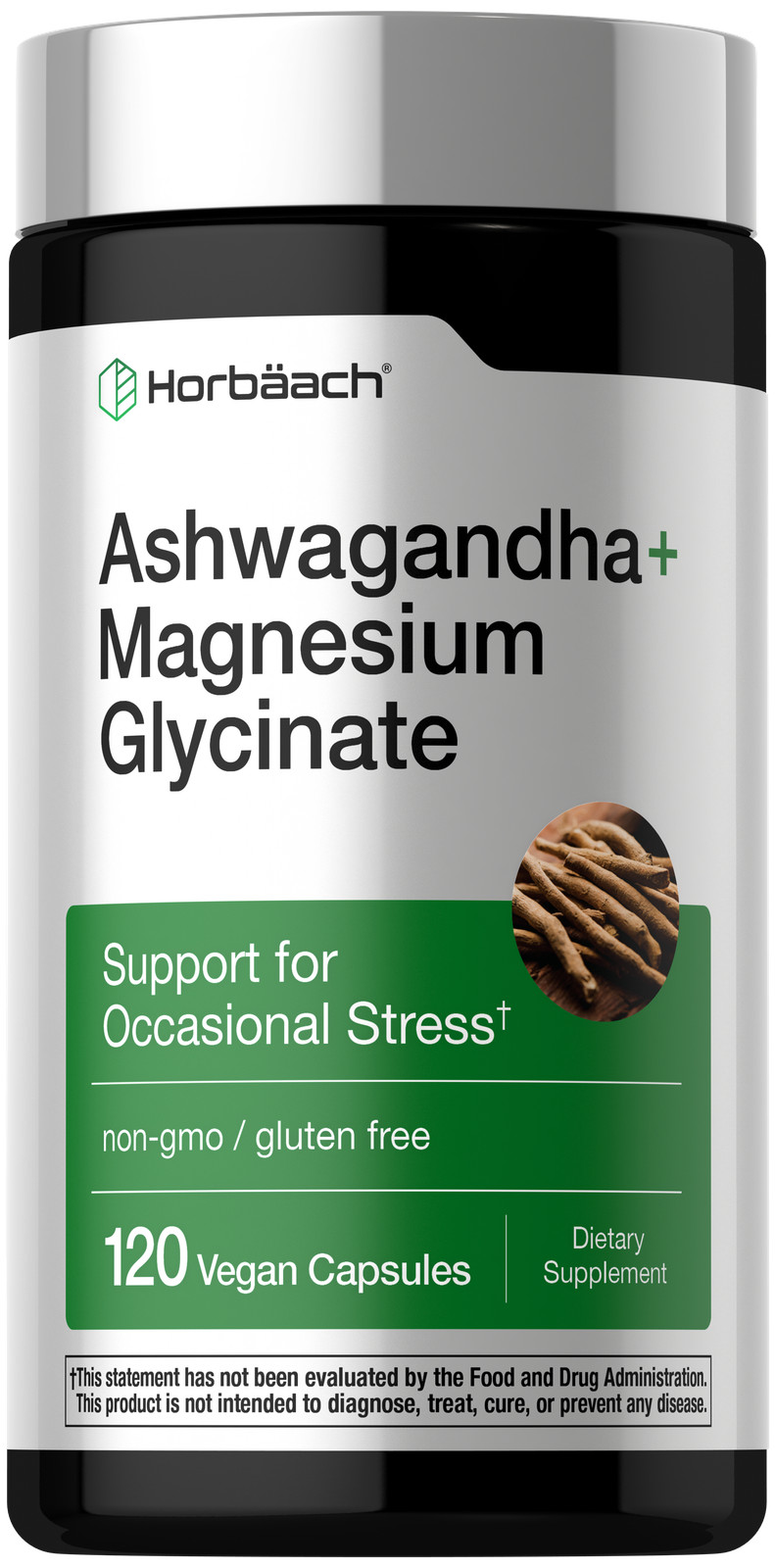 Ashwagandha + Magnesium Glycinate | 120 Vegan Capsules | by Horbäach