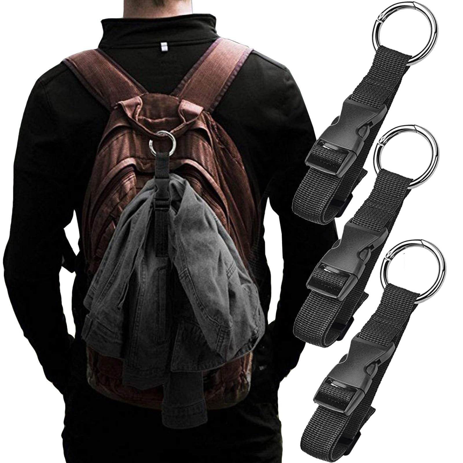 3 Pcs Add a Bag Luggage Straps, Jacket Holder, Make Your Hands Free, Adjustab...