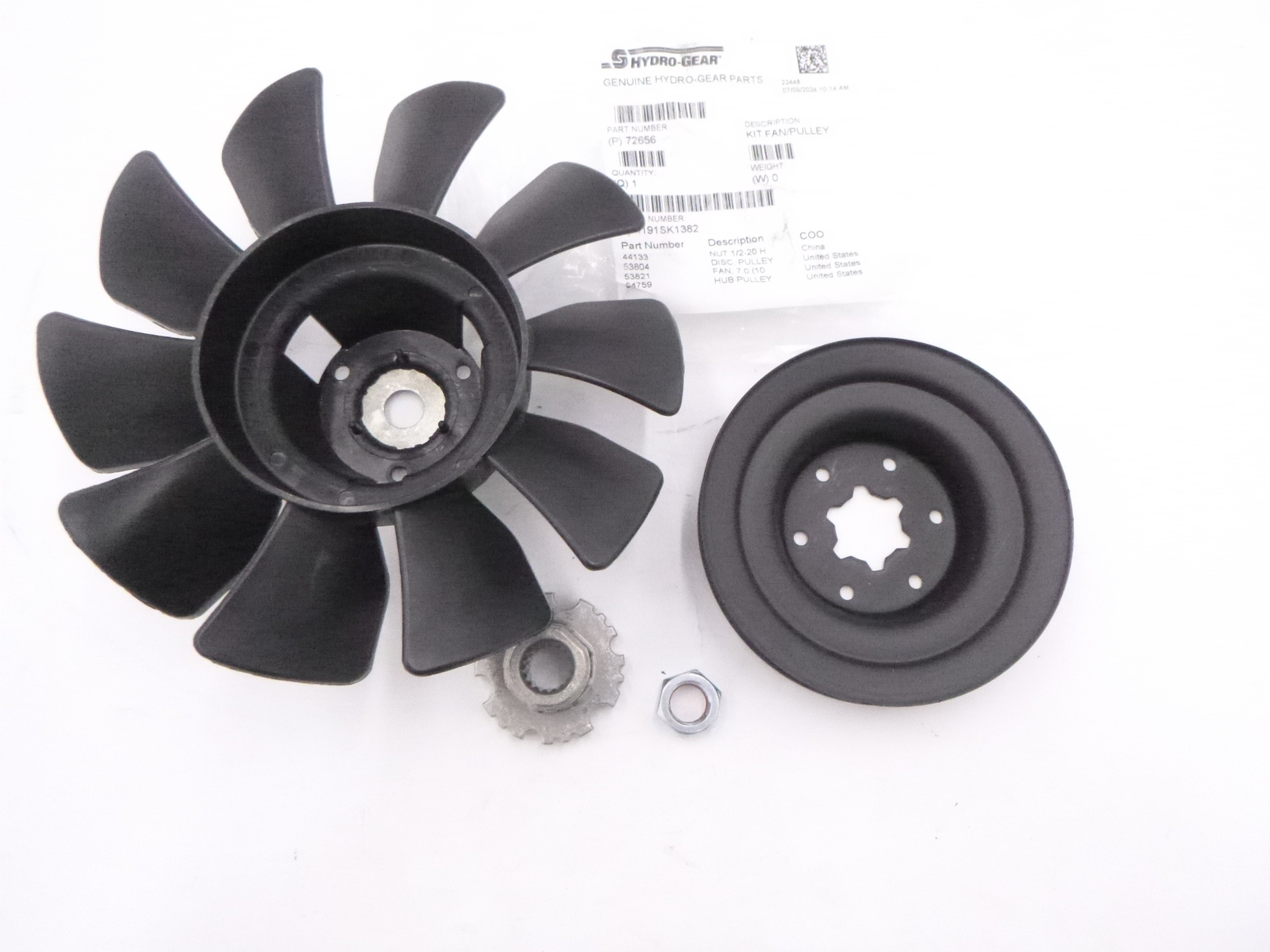 Hydro-Gear 72656 Fan and Pulley Kit fits Ferris ISX800