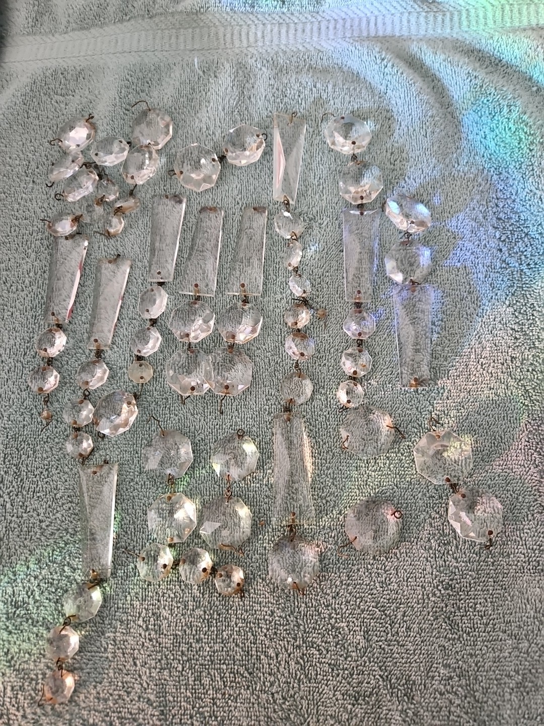 Vintage Glass Crystal Faceted Chandelier Lamp Crystals Prisms Repair Parts A3
