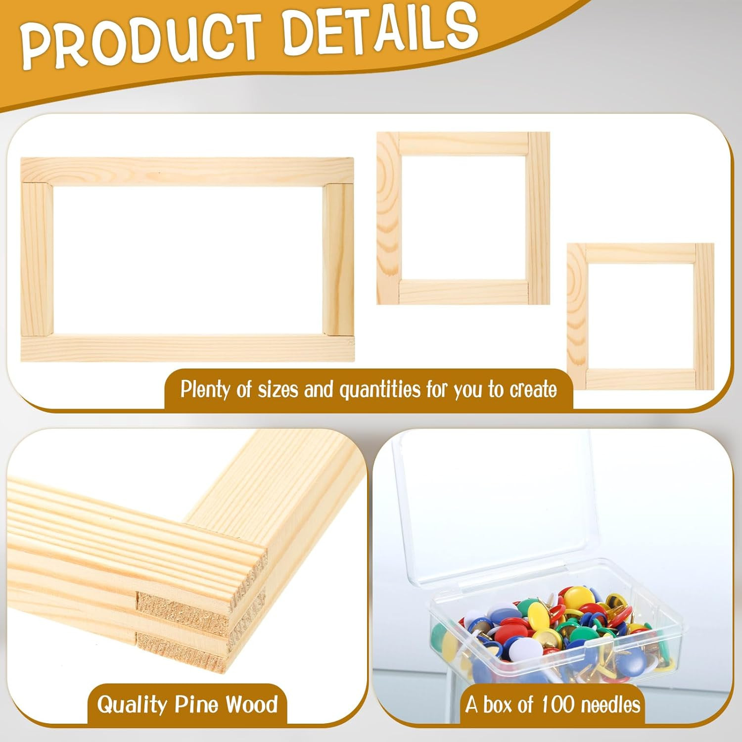 16 Sets Needlepoint Stretcher Bar Set, 8 Sizes Stretcher Bars for Needlework Art