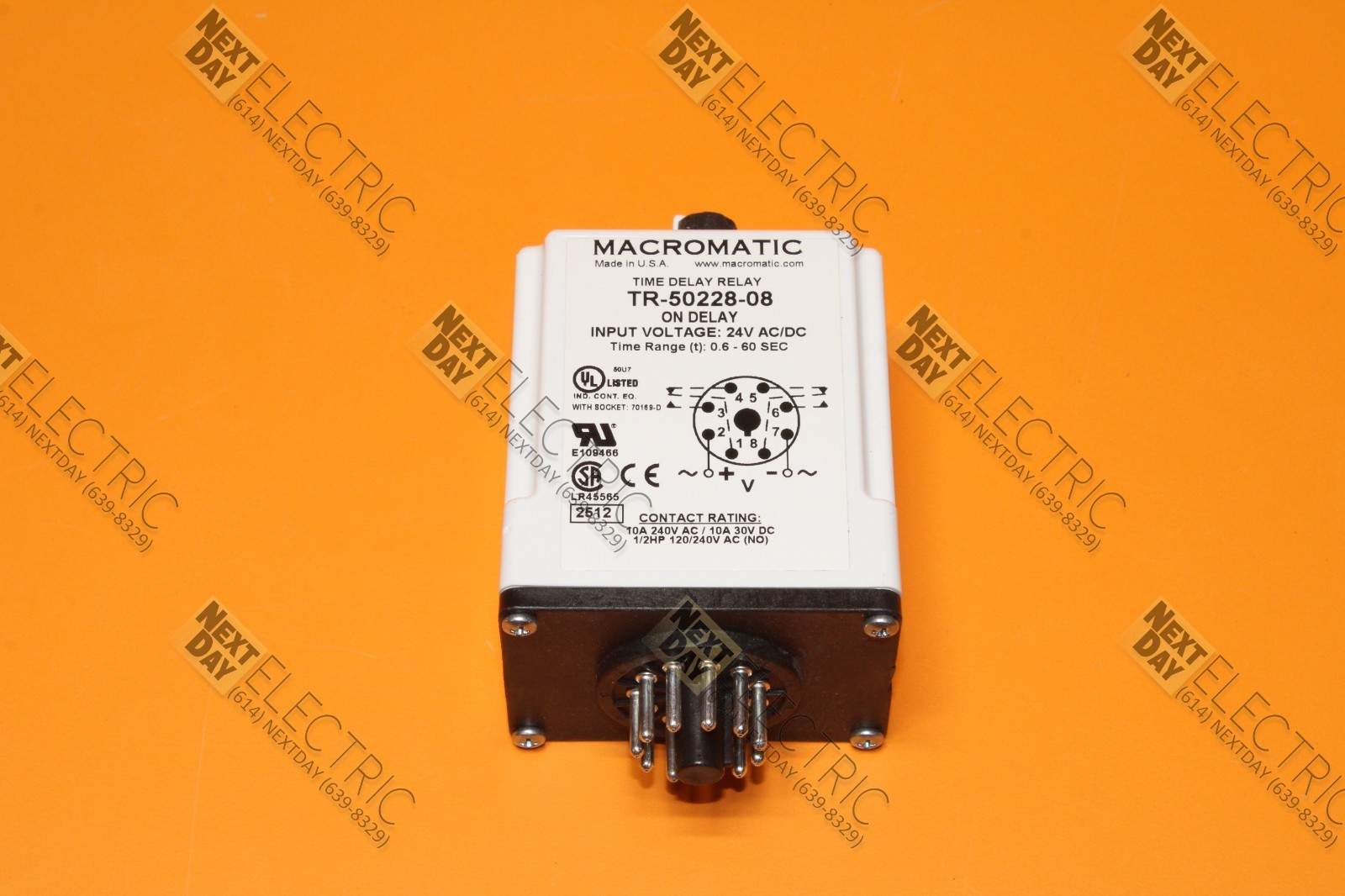 Macromatic, TR-50228-08, On Delay Timing Timer Relay Time 24v ac/dc .6-60s