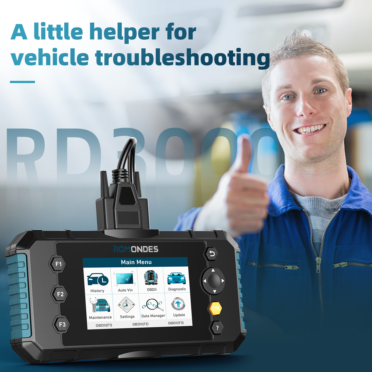 ROMONDES RD3000 Auto Code Reader OBD2 Scanner Diagnostic Tool EPB & Oil Reset