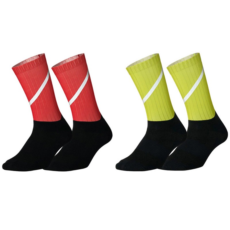 2Pairs Reflective Cycling Socks Riding Bicycle Bike Sports Socks XC Yellow Red