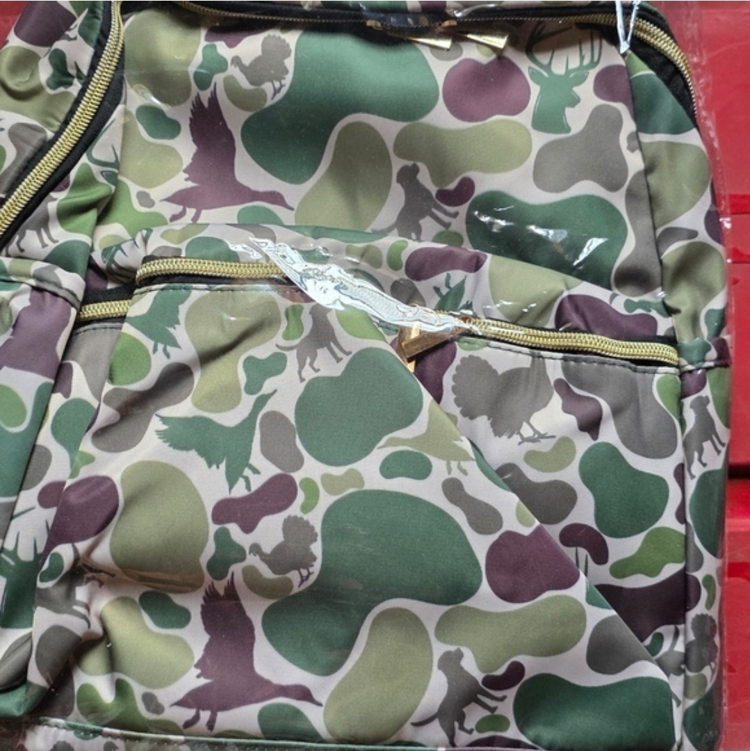 Camo Backpack with Deer Turkey Ducks Labrador Hunting