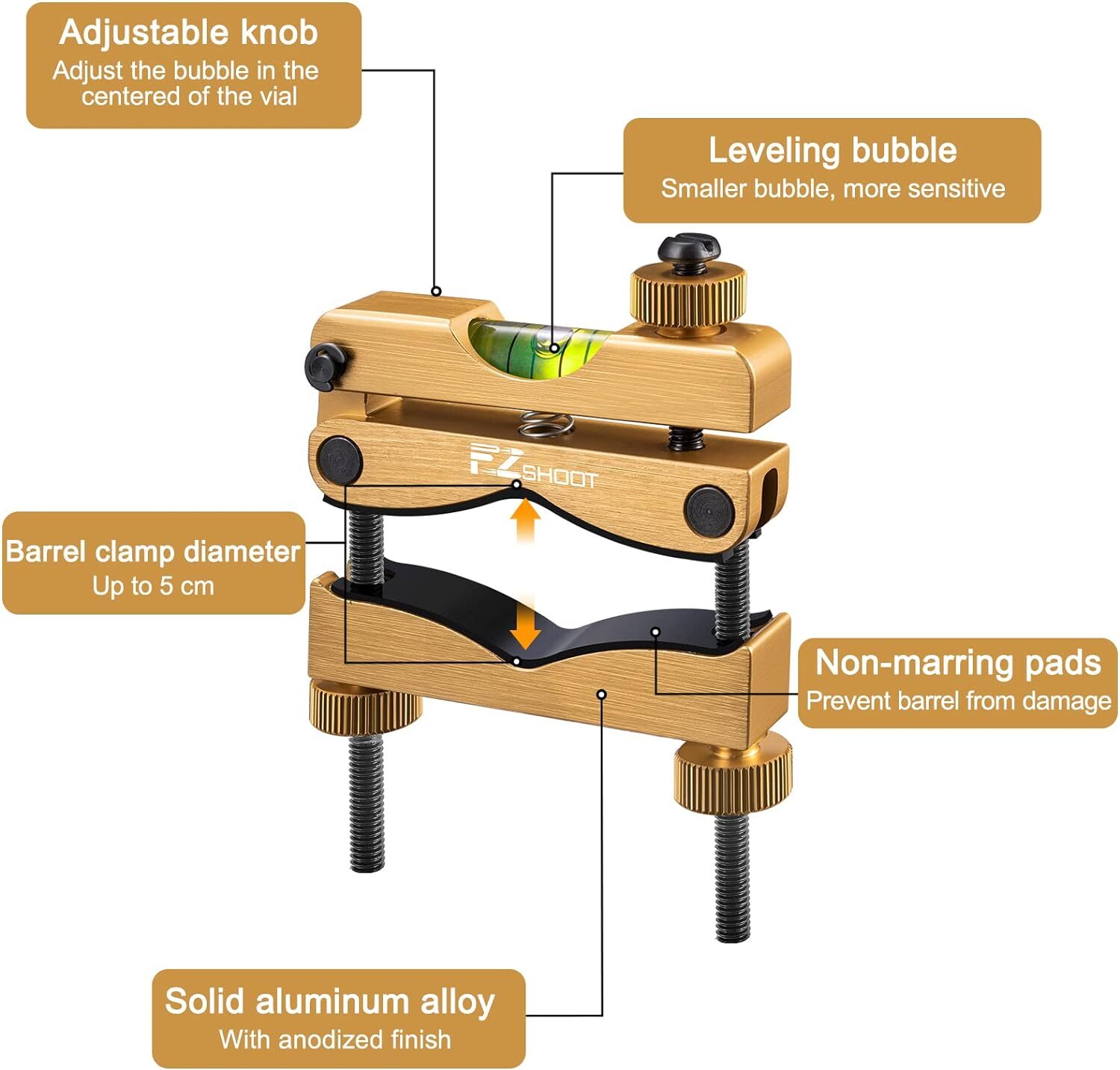 Scope Bubble Level with Magnetic Bottom + Barrel Clamp Scope Leveling Tool Combo