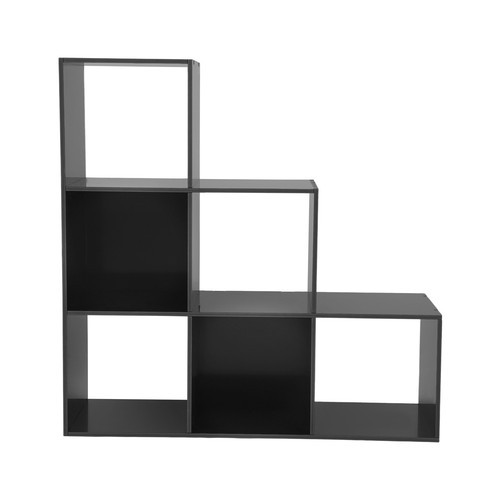 L-Shaped 6-Cube Bookcase Shelf Black 90 × 28 × 90 cm Open Back