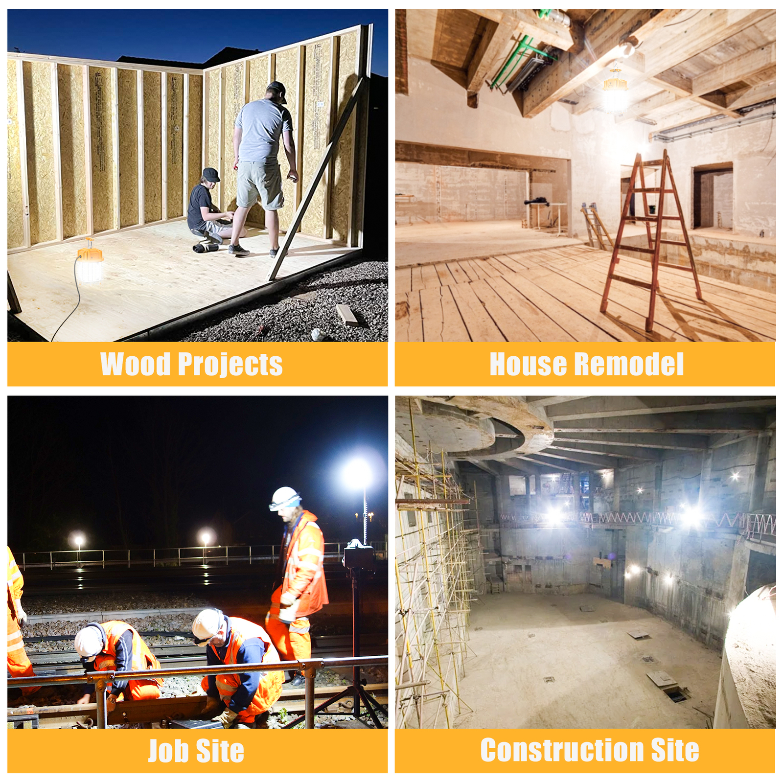 Linkable LED Temporary Work Light 100W Construction Jobsite Light 12,000LM 5000K