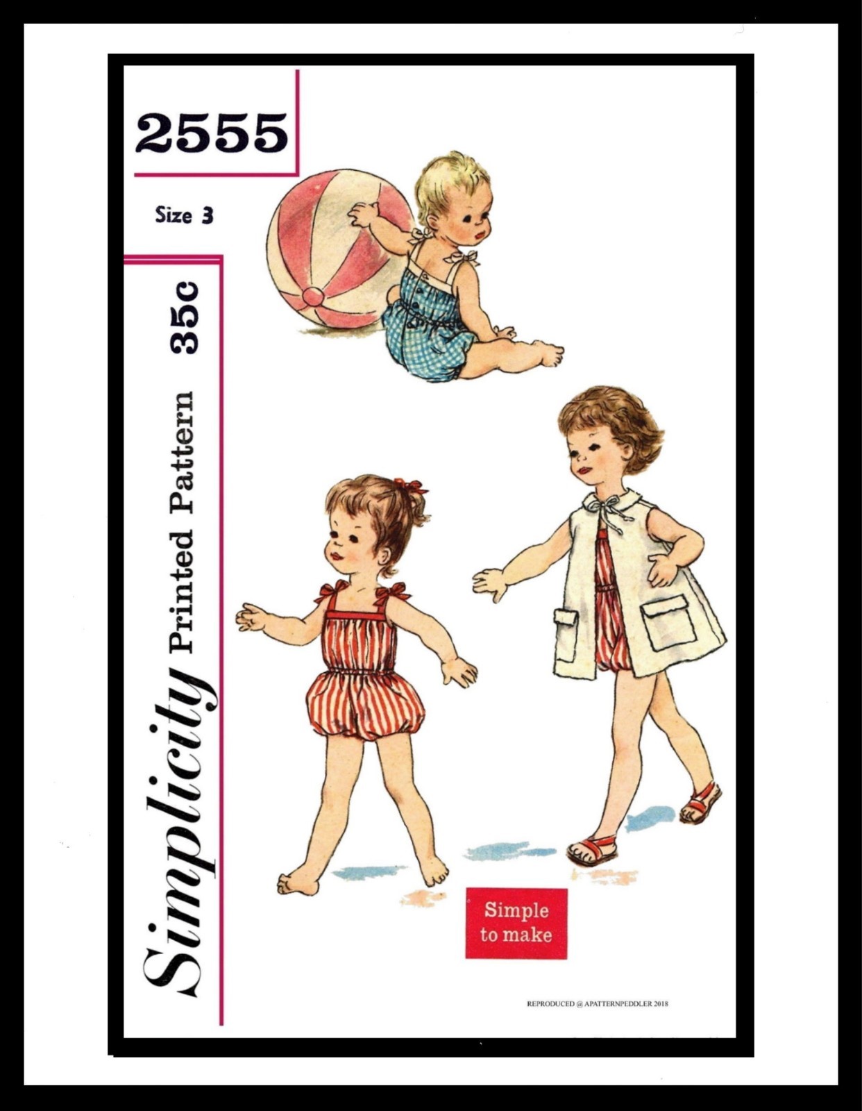 SIMPLICITY # 2555 Beach ROMPER SUNSUIT PLAYSUIT Sewing Pattern BABY GIRLS ~PICK~