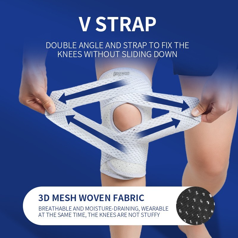 Black Knee Brace Compression Sleeve Joint Support Open Patella Stabilizer Wrap
