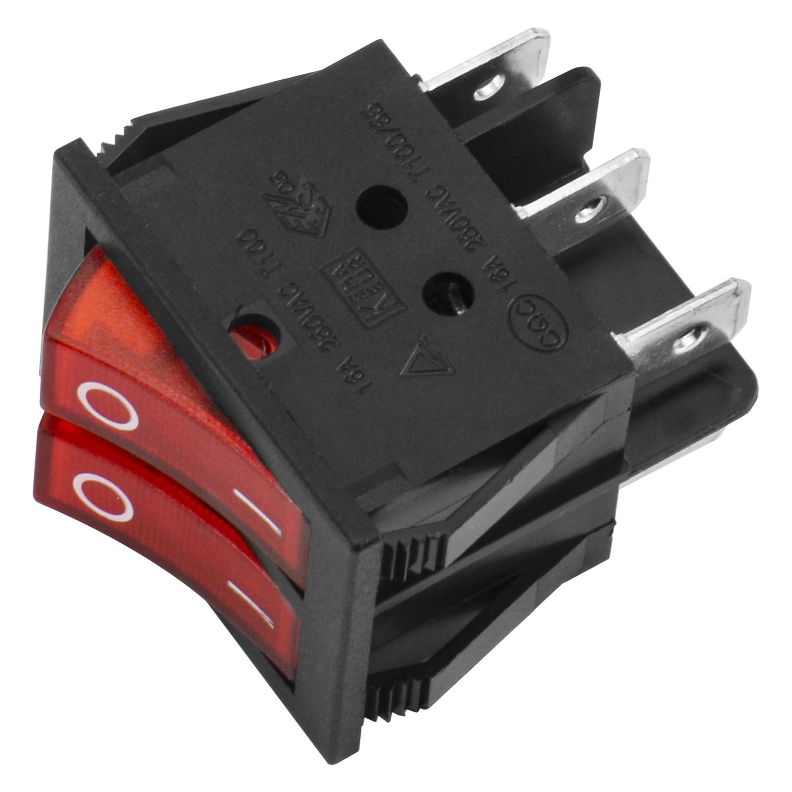Double Rocker Switch Spst Onoff 6 Terminals Red Light 16a 250vac 2pack