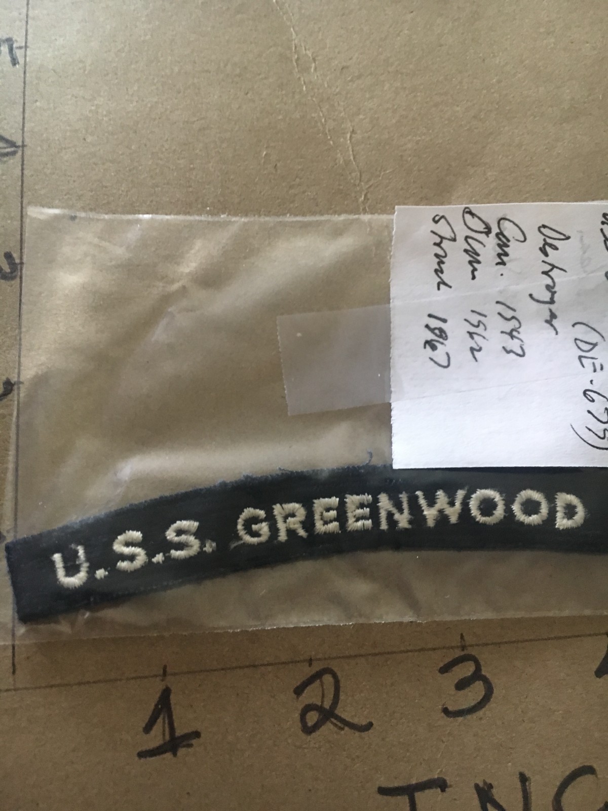 US NAVY SHOULDER STRIP TAB *** rocker *** Patch USS Greenwood