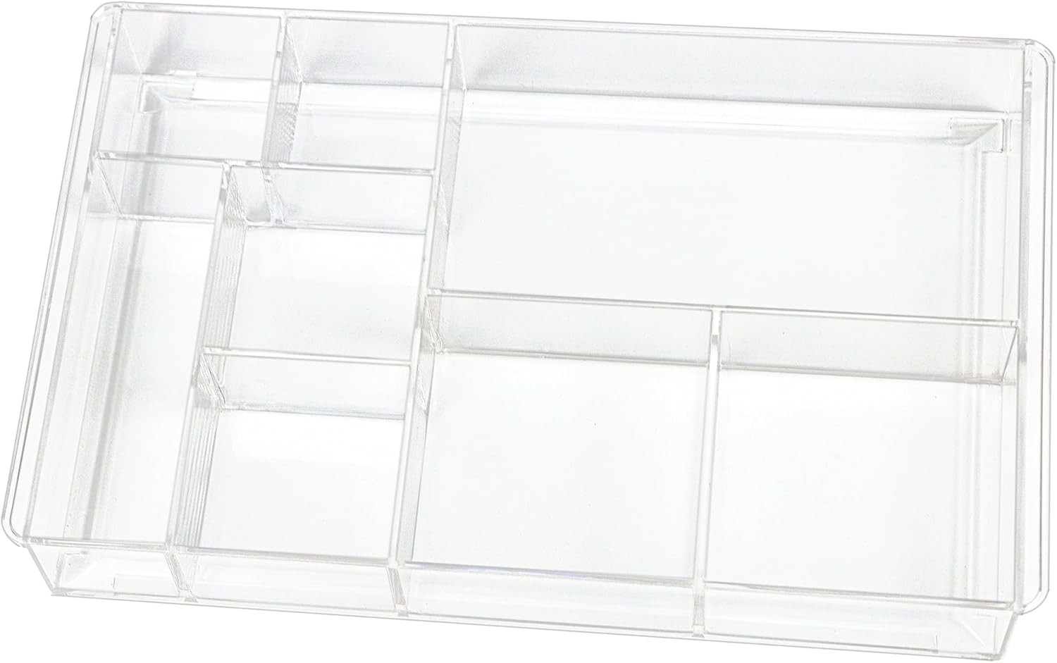 8-Section Clear Drawer Organizer, Large Acrylic Drawer Divider Tray for Desk