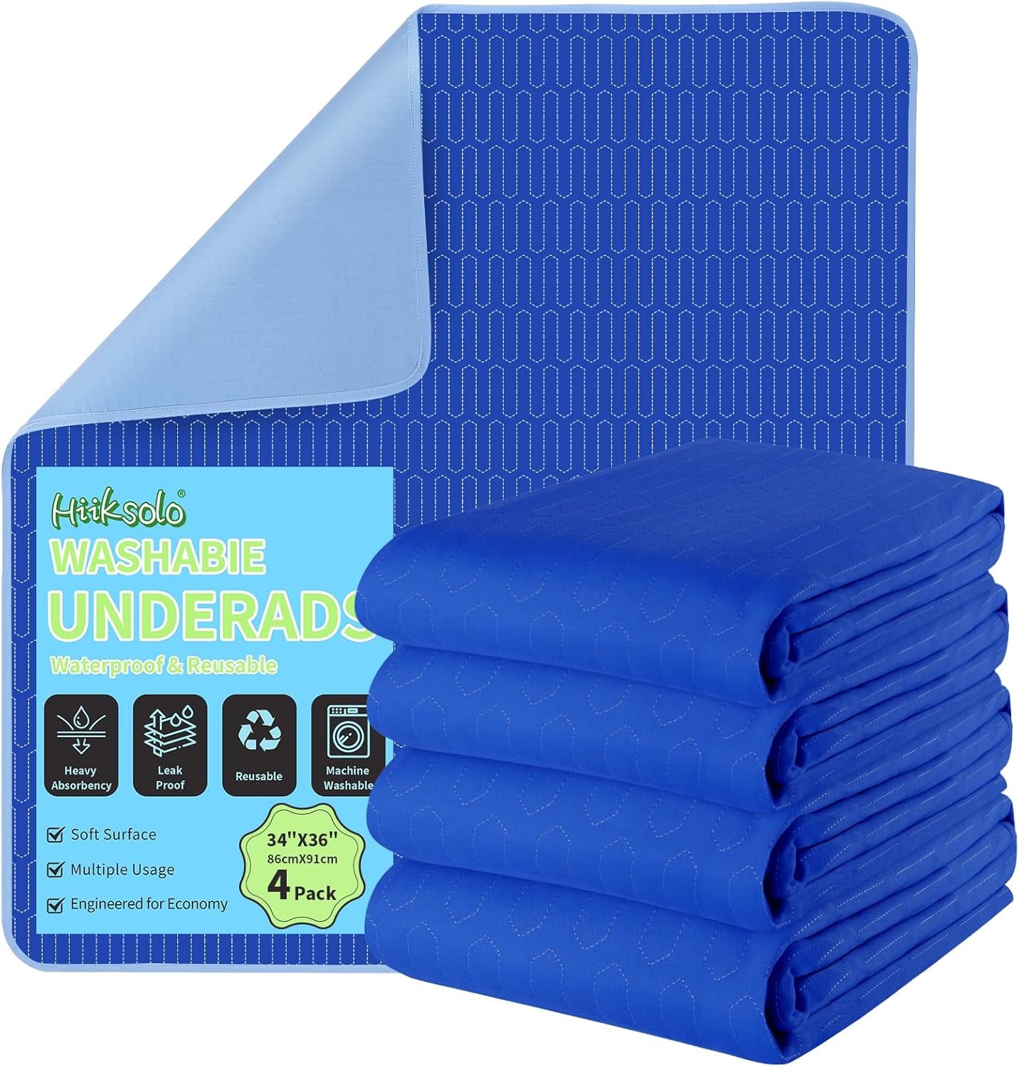 Bed Pads for Adults Reusable Underpads Incontinence Waterproof 34" x 36" 4 Pack