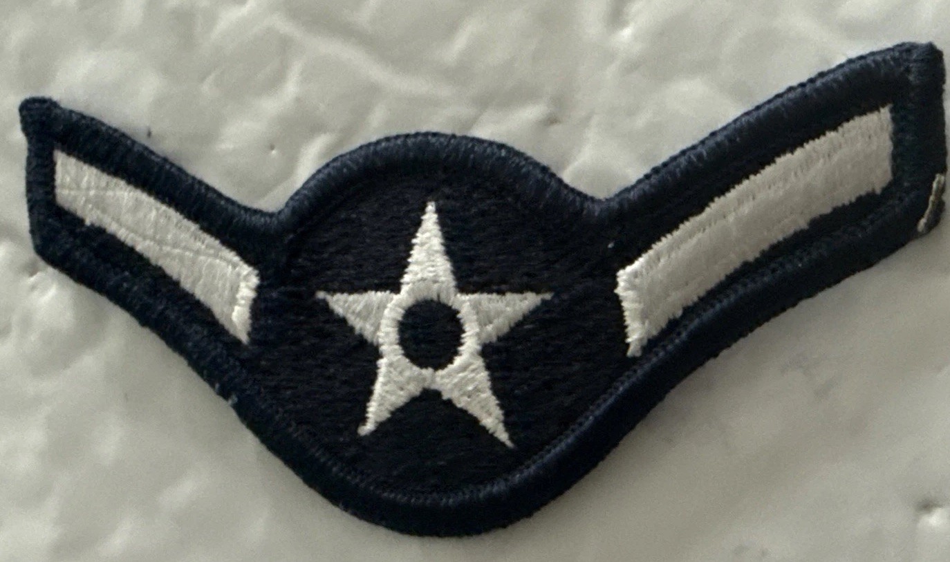 U.S. Military Air Force Airman Rank Patch Insignia 3rd Class E2 Blue Grey 4”