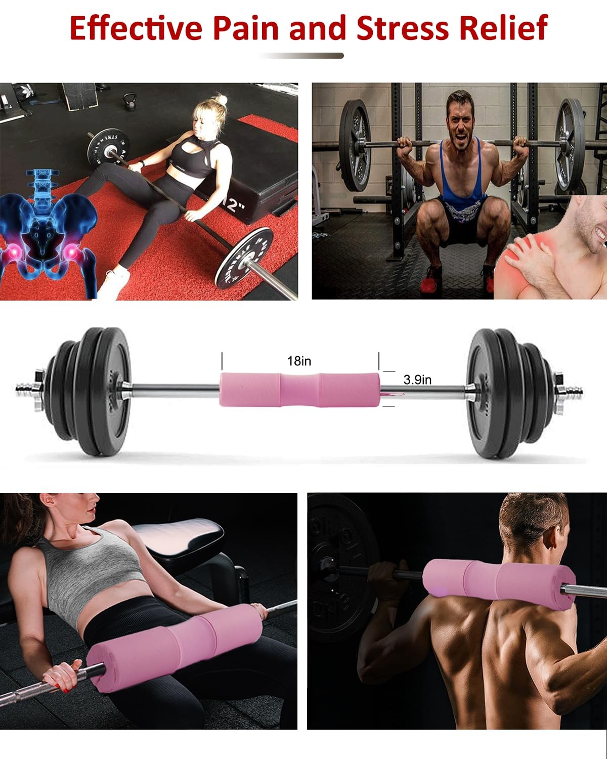 Barbell Squat Pad Nylon Padding AntiSlip-Thick Foam Hip Thrusts Pad Cushion