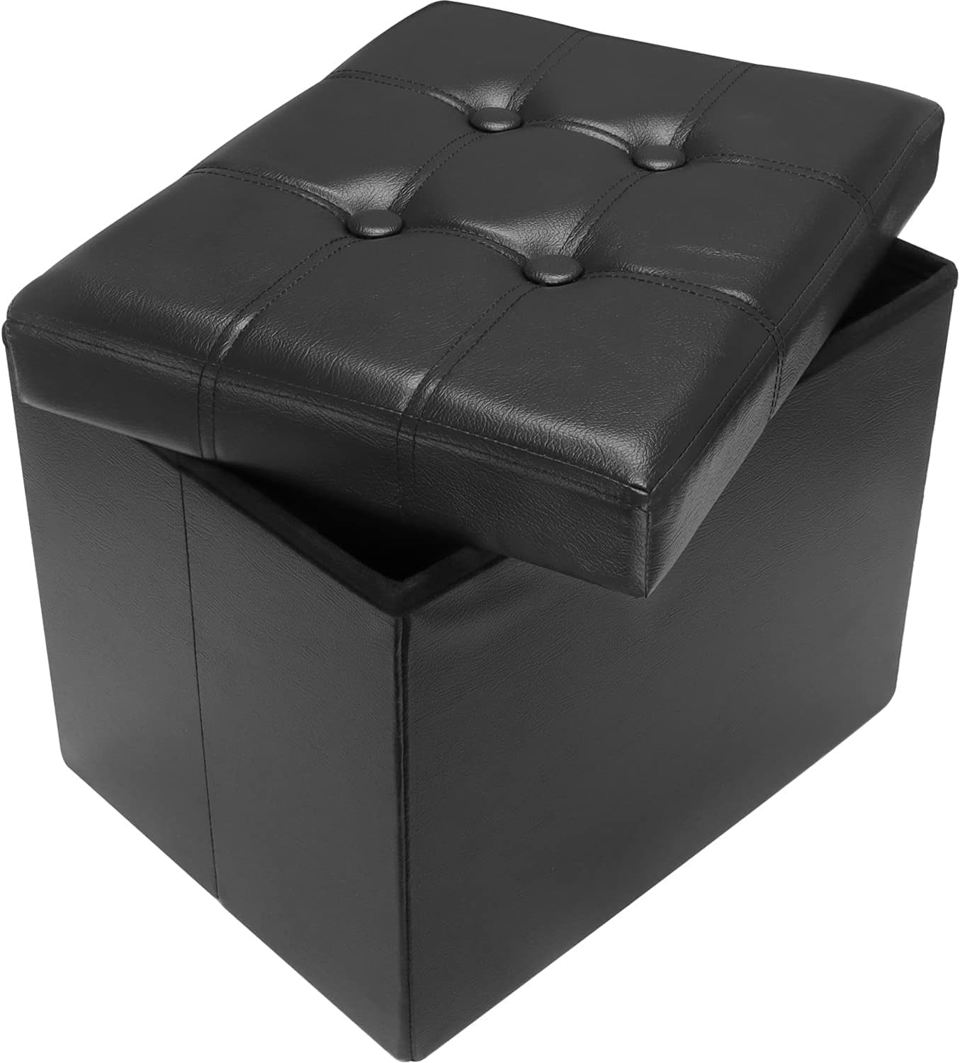 Storage Ottoman Foot Rest Stool 17 Inch Folding Leather Footstool Bench Short St