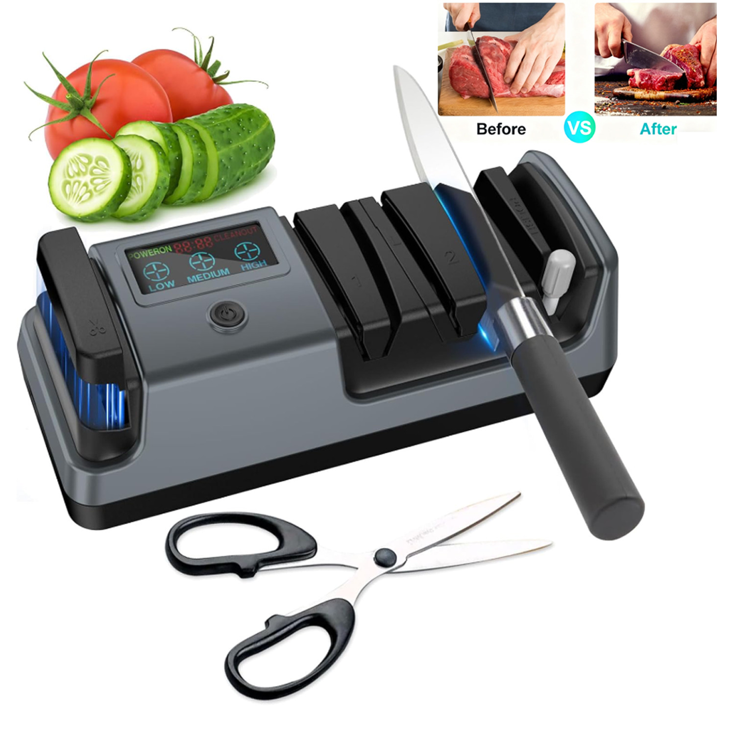 5-in-1 Electric Knife Sharpener Professional Kitchen Knife Sharpener Electric US