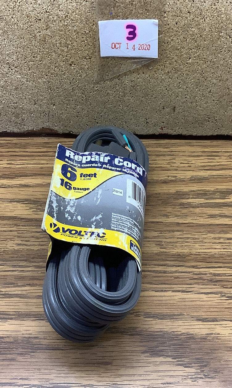 VOLTEC 03-00050 6 Feet 16 Gauge Power Tool Rubber Repair Cord