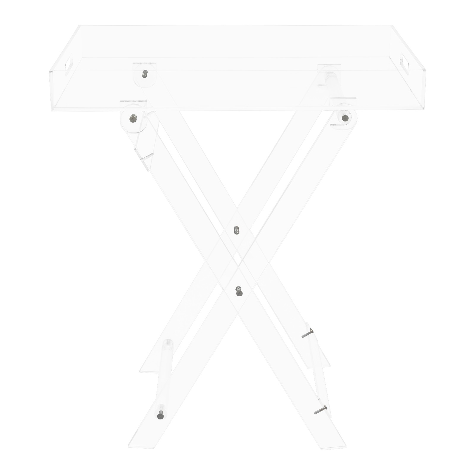 Acrylic Folding Clear Modern Tray Table,Side End Table with Hollowed-out Handles