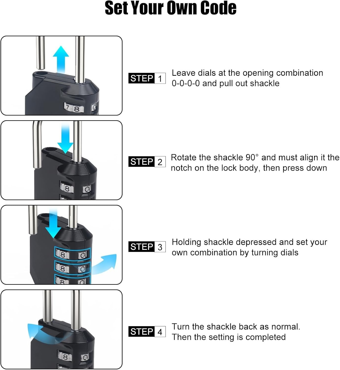 Waterproof 4-Digit Combination Lock for Gates, Lockers, Toolbox, 1PC Black