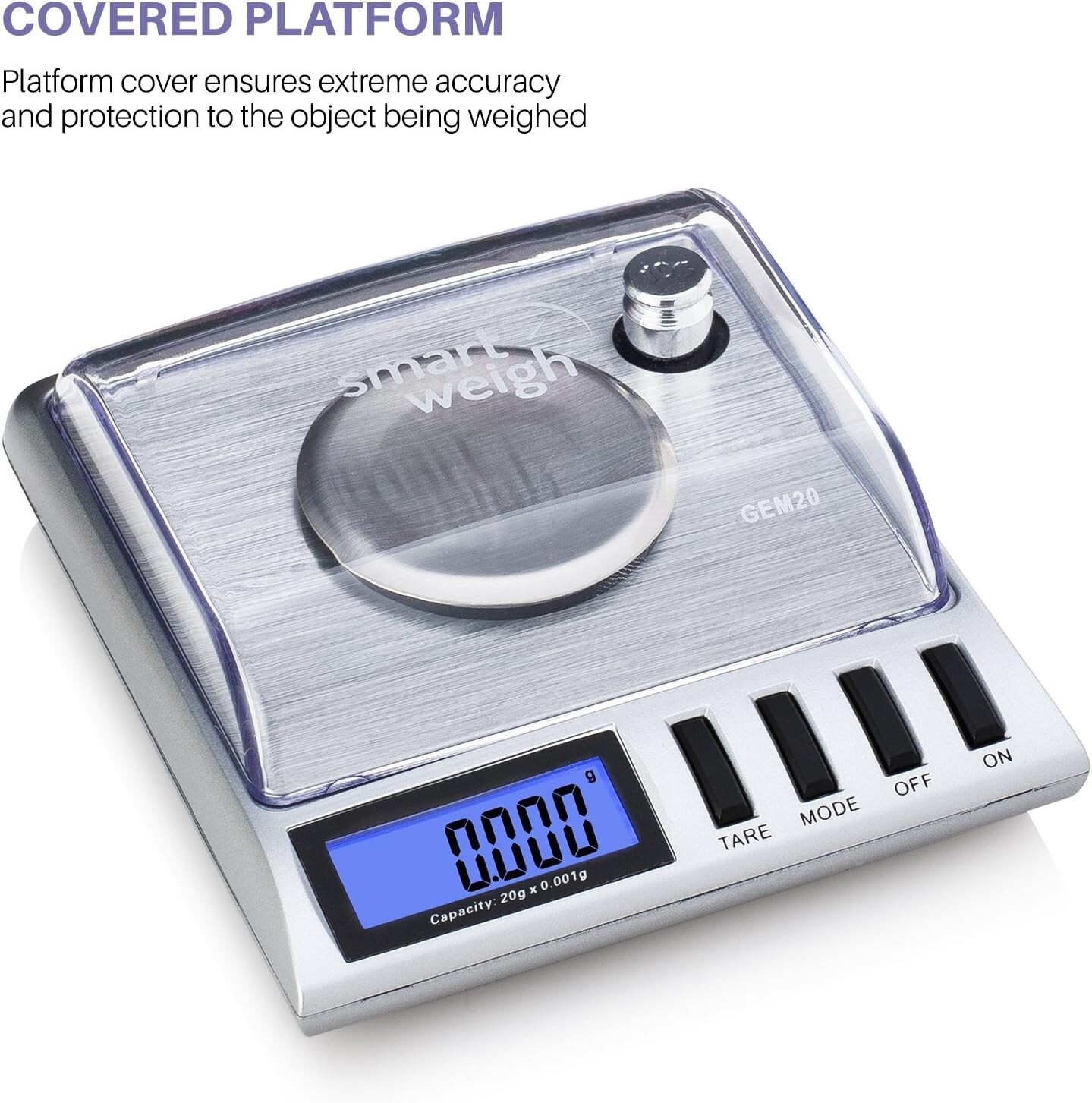 GEM20-20g x 0.001 Grams, High Precision Digital Milligram Jewelry Scale