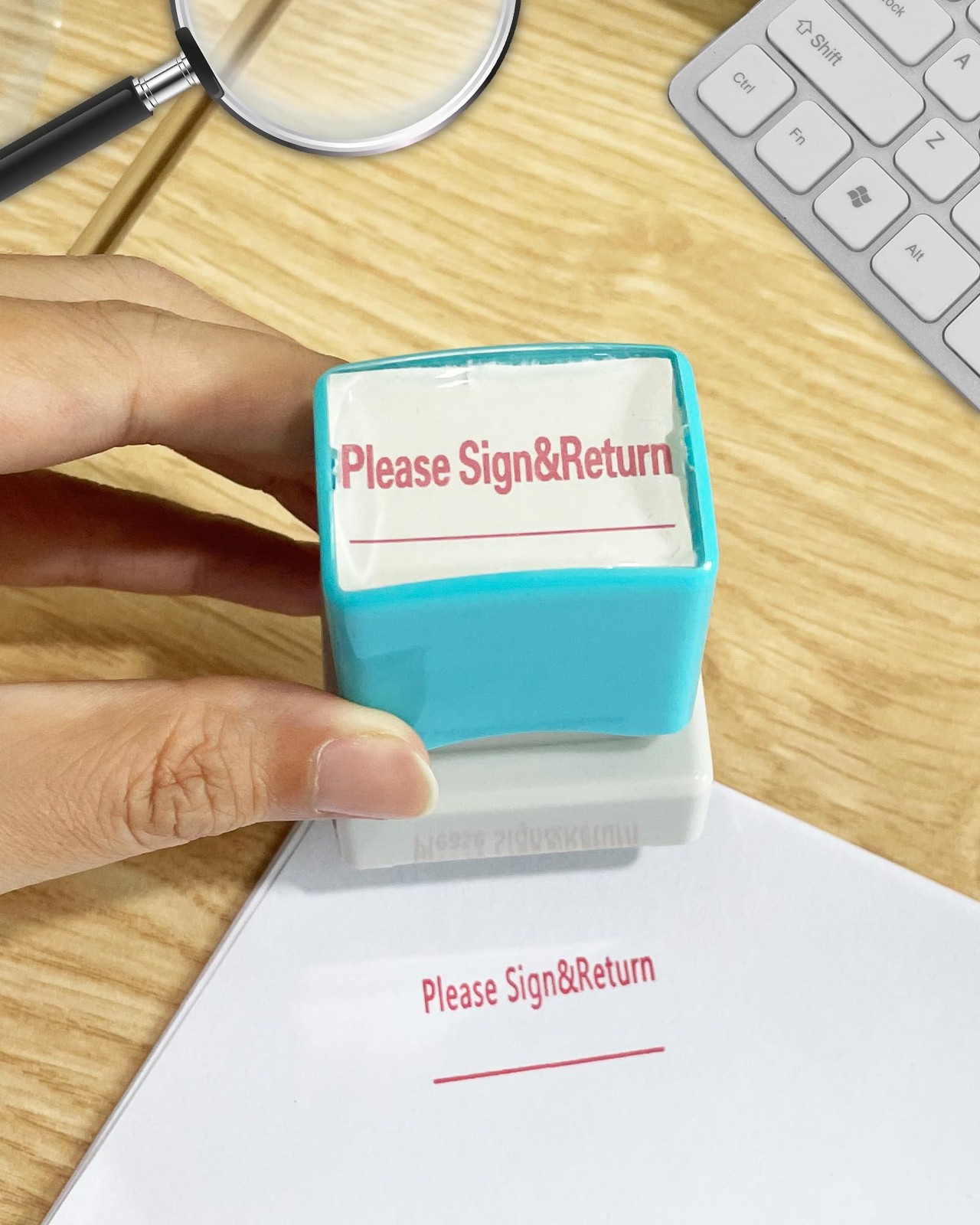 Please Sign Return Stamp–Message Stamp Pre-Inked Office Stamp Refillable Red ...