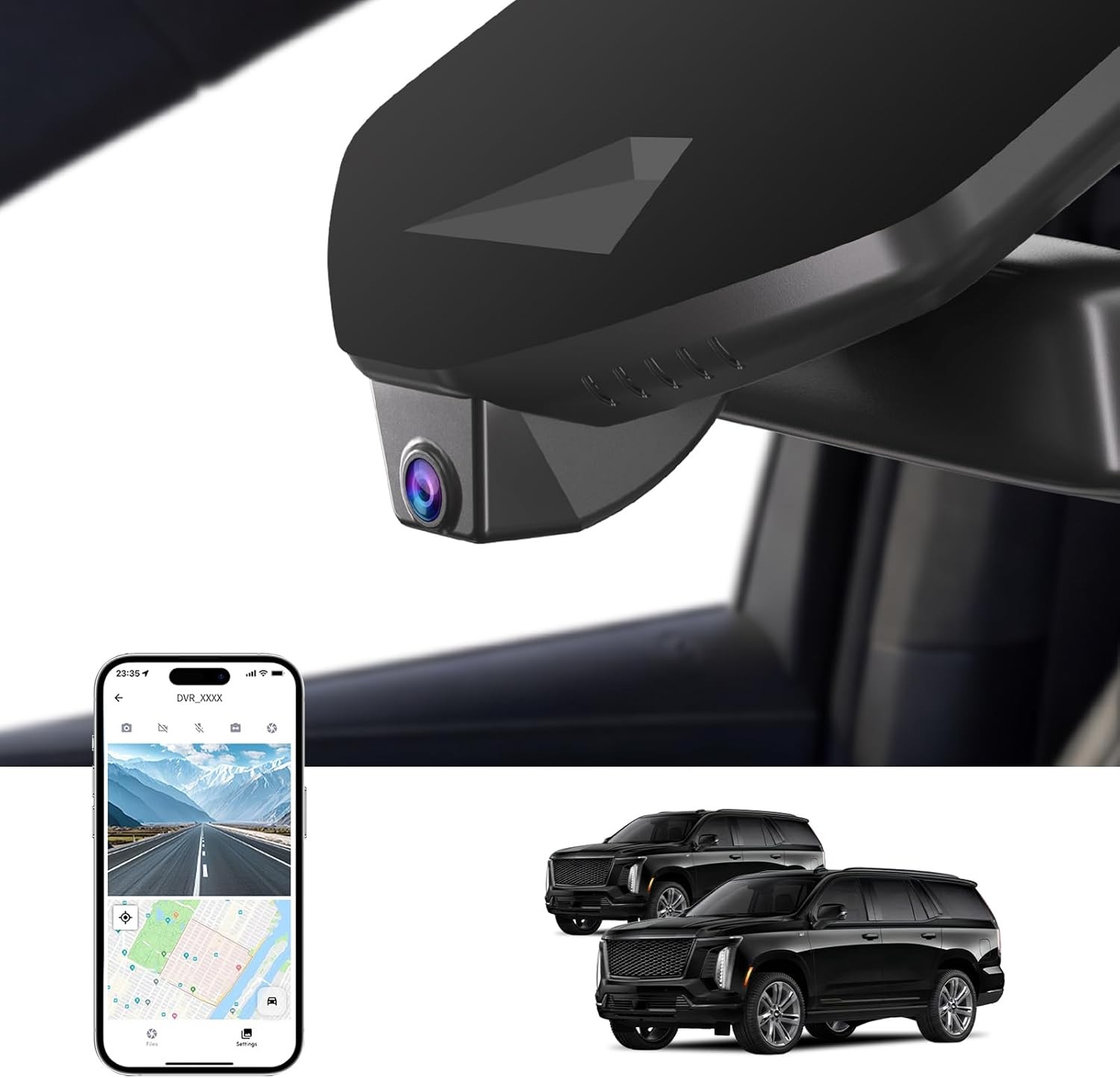4K Dash Cam Cadillac Escalade 2021-2026 ESV WiFi App Loop Recording G-Sensor