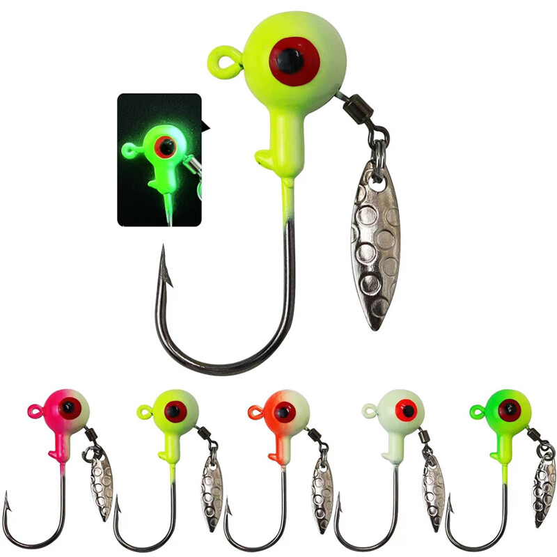 20Pcs Underspin Jig Heads Hooks Spinner Blade Crappie Bass Fishing Lure Swimbait
