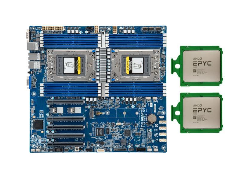 Gigabyte MZ71-CE1 (rev. 3.x/4.x)  E-ATX Motherboard +2x AMD EPYC 7402 24c CPU