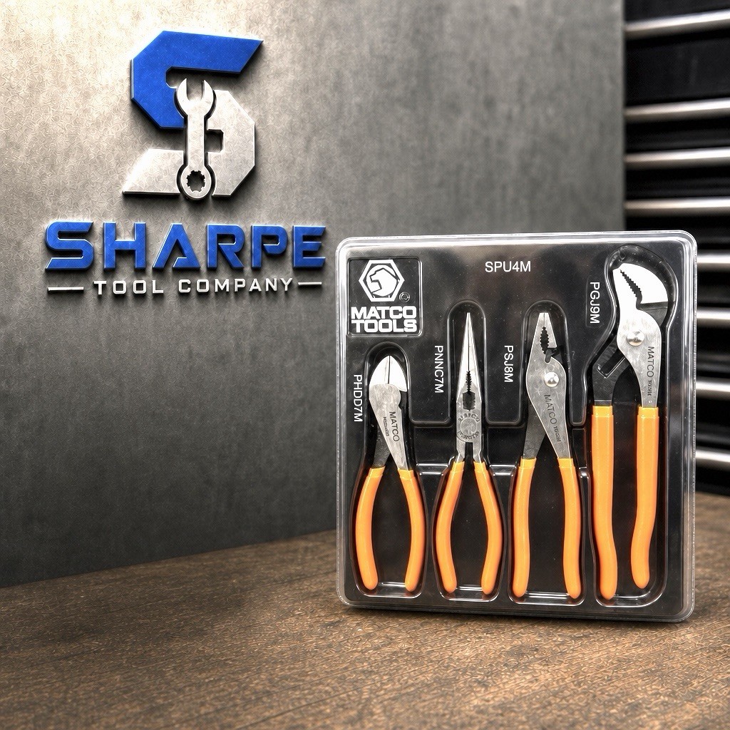 NEW Sealed Matco Tools SPU4M 4pc Universal ORANGE GRIP Pliers Set w/ Tray