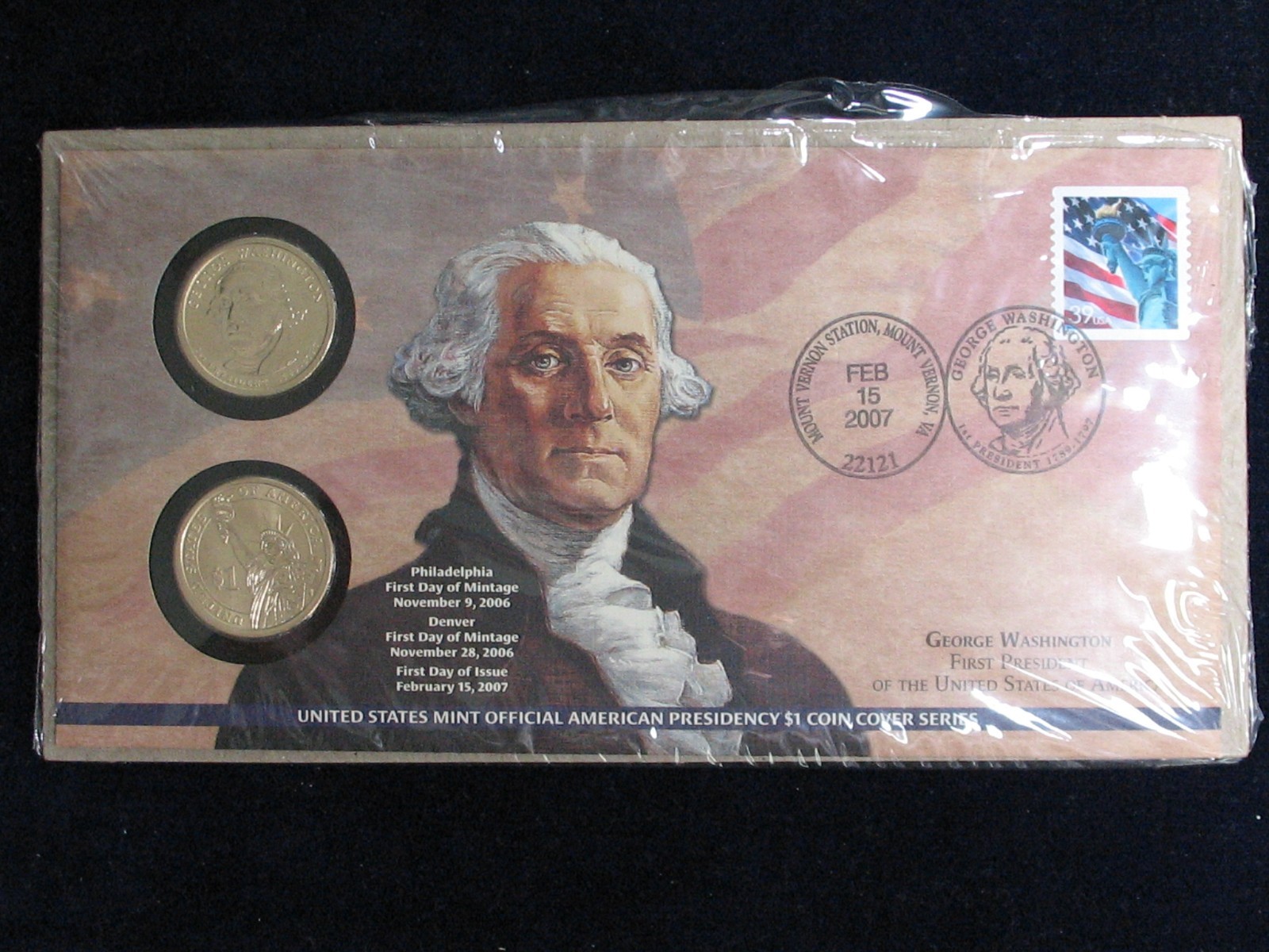 2007 P & D WASHINGTON US MINT DOLLAR SET * FIRST DAY STRIKE * UNSEALED UNC SET
