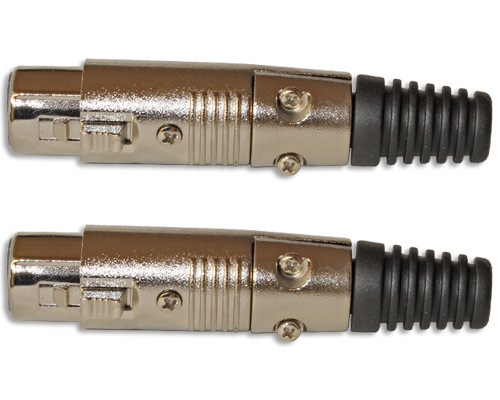 2 PACK LOT PREMIUM 3 pin XLR female connector mic microphone cable cord end jack
