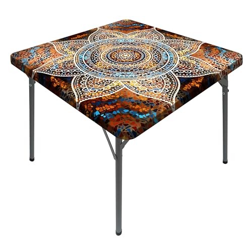 Square Tablecloth with Elastic Waterproof Outdoor Card 36" x 36" (Square) Brown