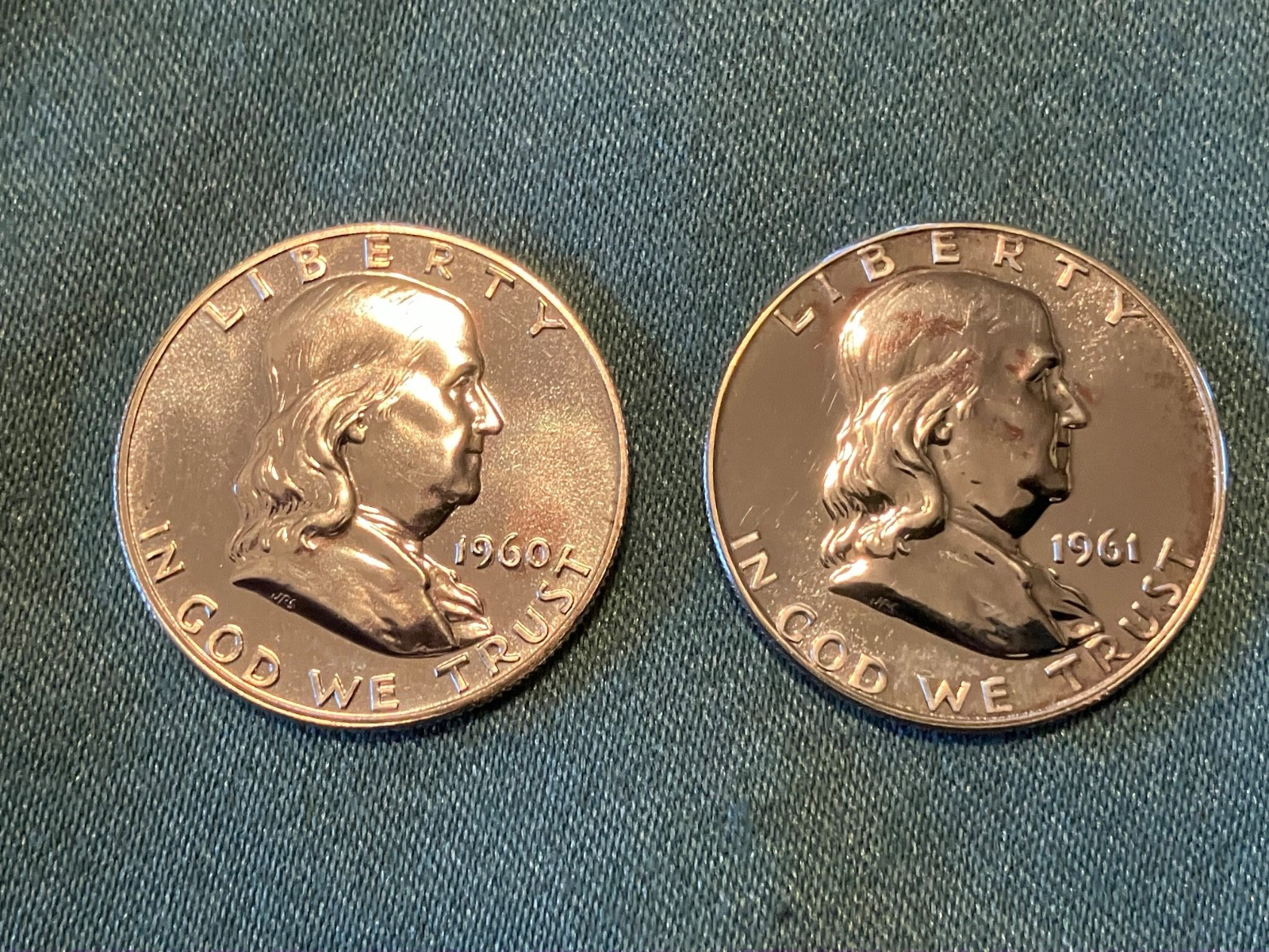1960 & 1961 Proof Franklin Half Dollars