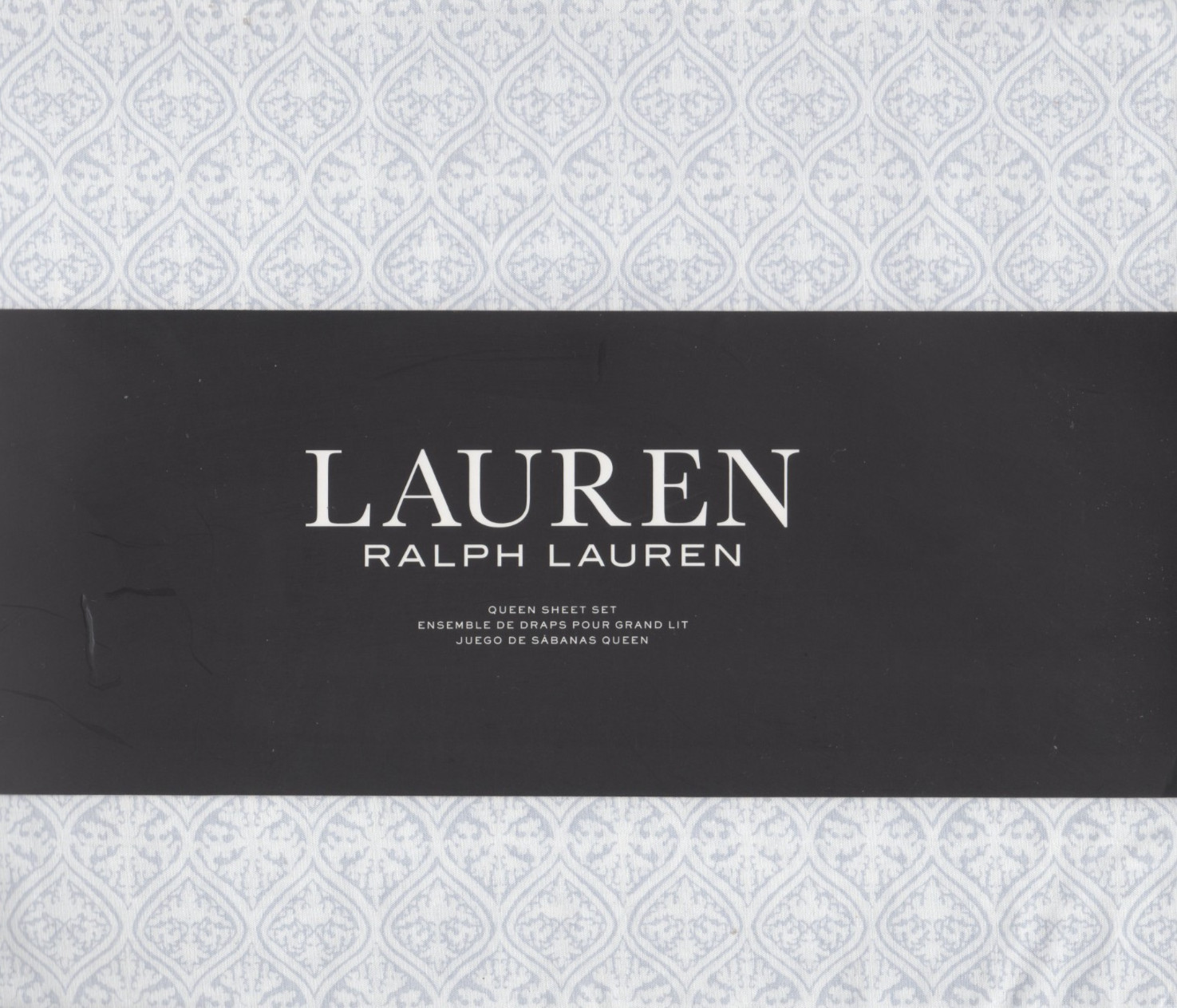 Ralph Lauren Queen Sheet Set Zarafa Batik Chambray Blue 4pc Medallions Moroccan