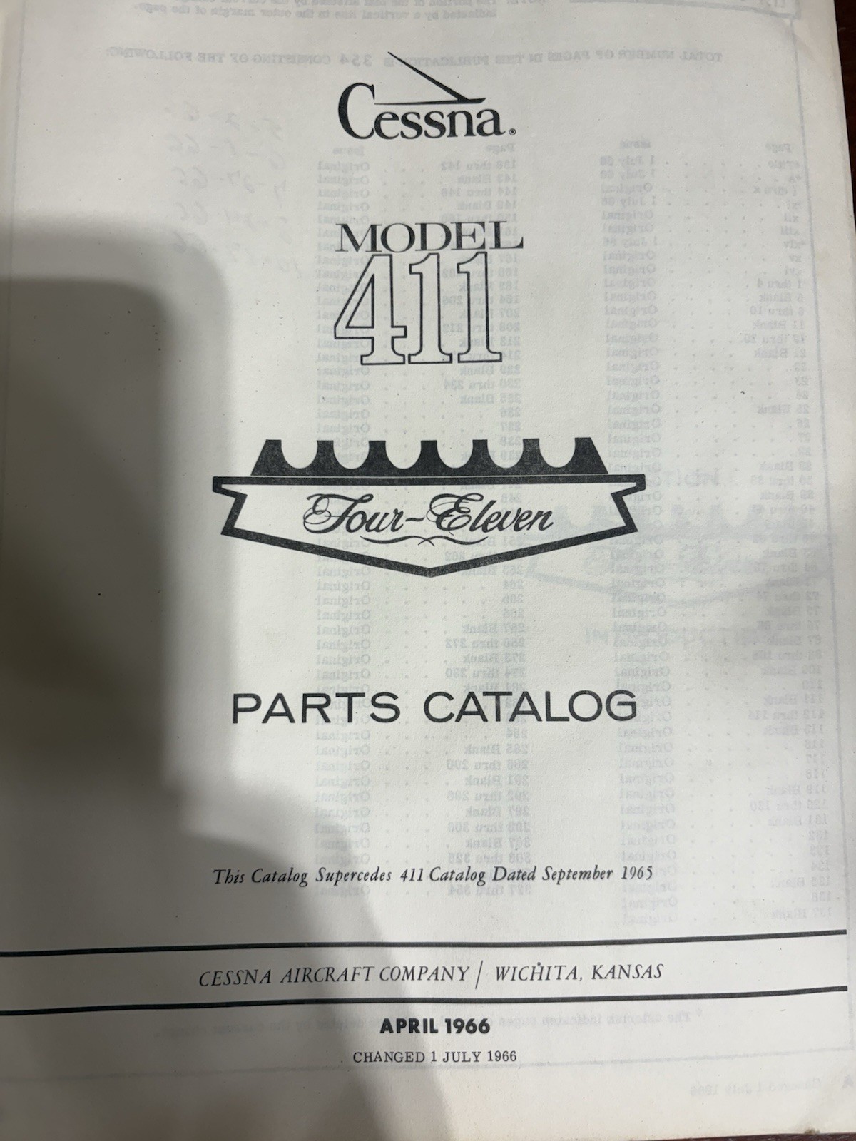 Cessna 411 Parts Catalog