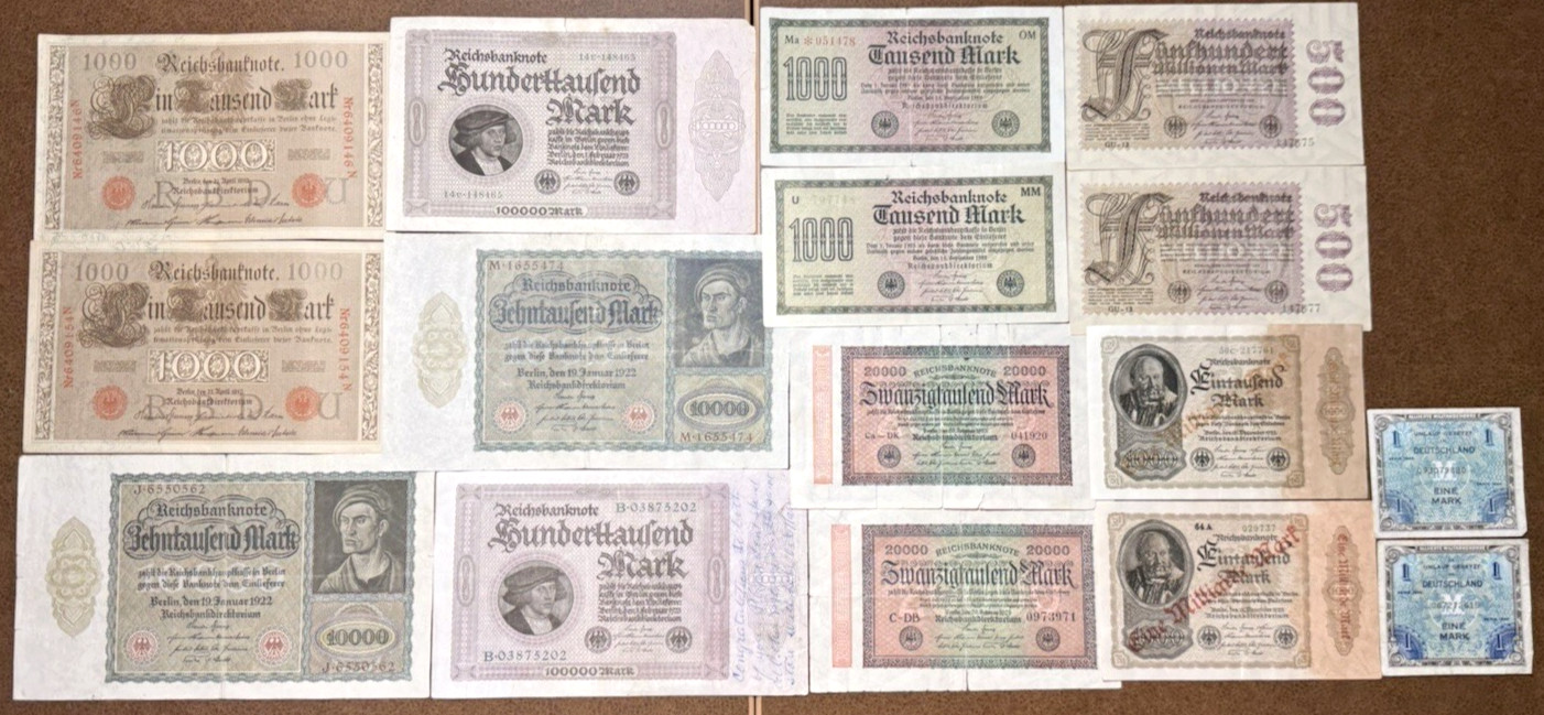 Germany 1940s 16 Note Collectors Lot VF - UNC