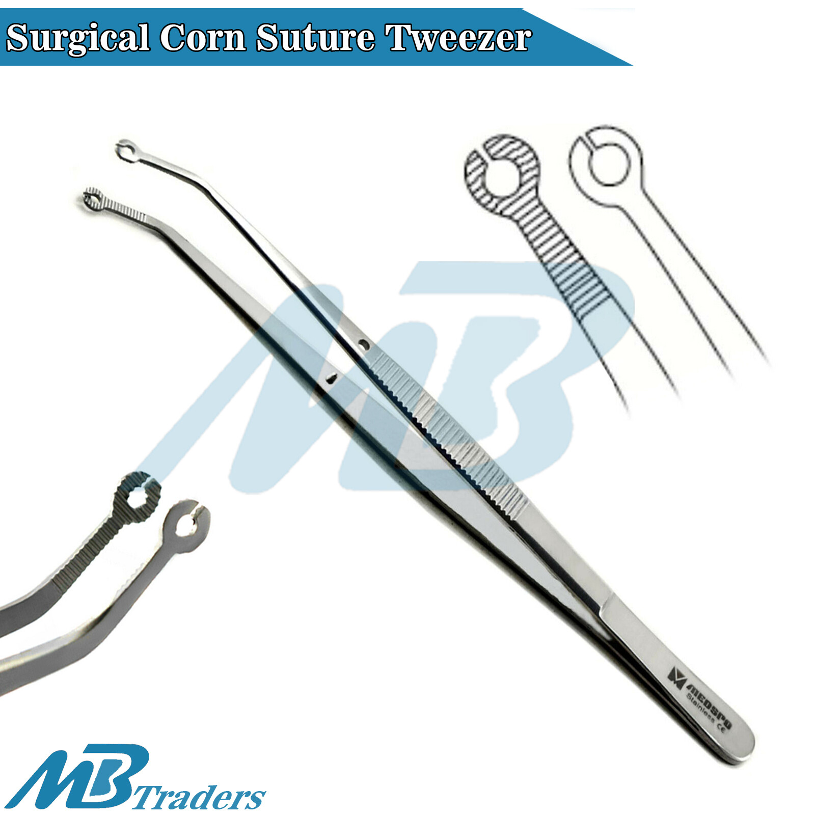 Surgical Tissue Holding Suturing Dental Forceps Corn Suture Tweezers Dentist